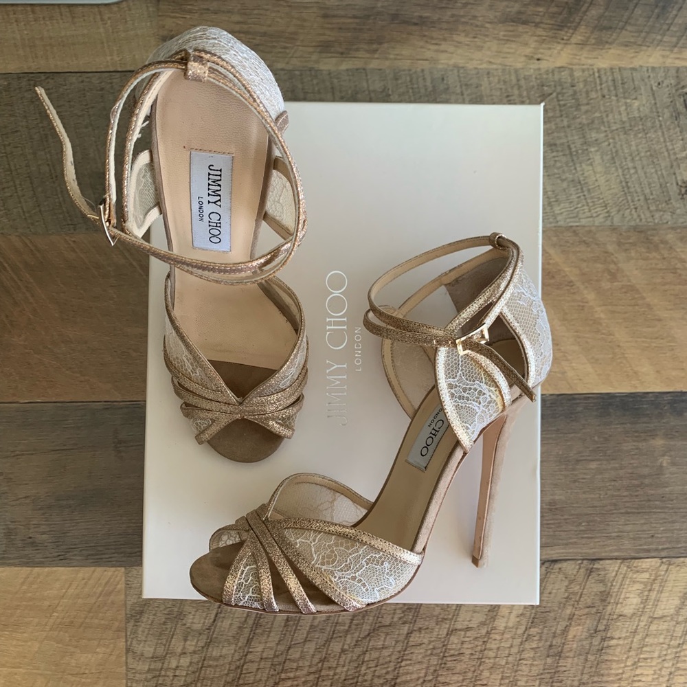 Jimmy Choo Fitch Lace Glitter Sandal